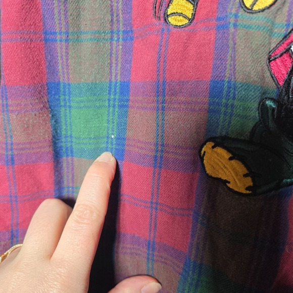 Vintage Walt Disney World Sleepwear Minnie Mouse Flannel Plaid Nightgown L/XL - Picture 4 of 10